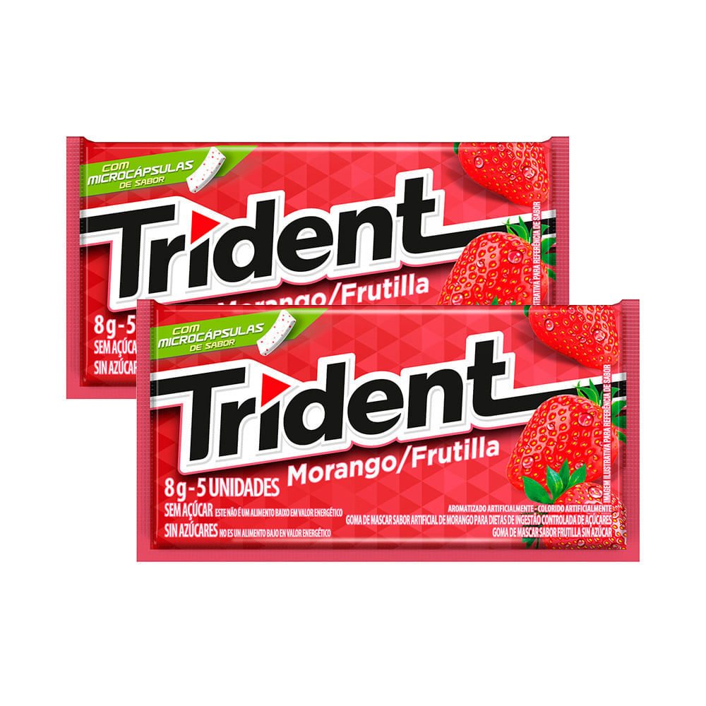 Kit 2 Chiclete Trident Morango 8g com 5 Unidades em Oferta na Shopee