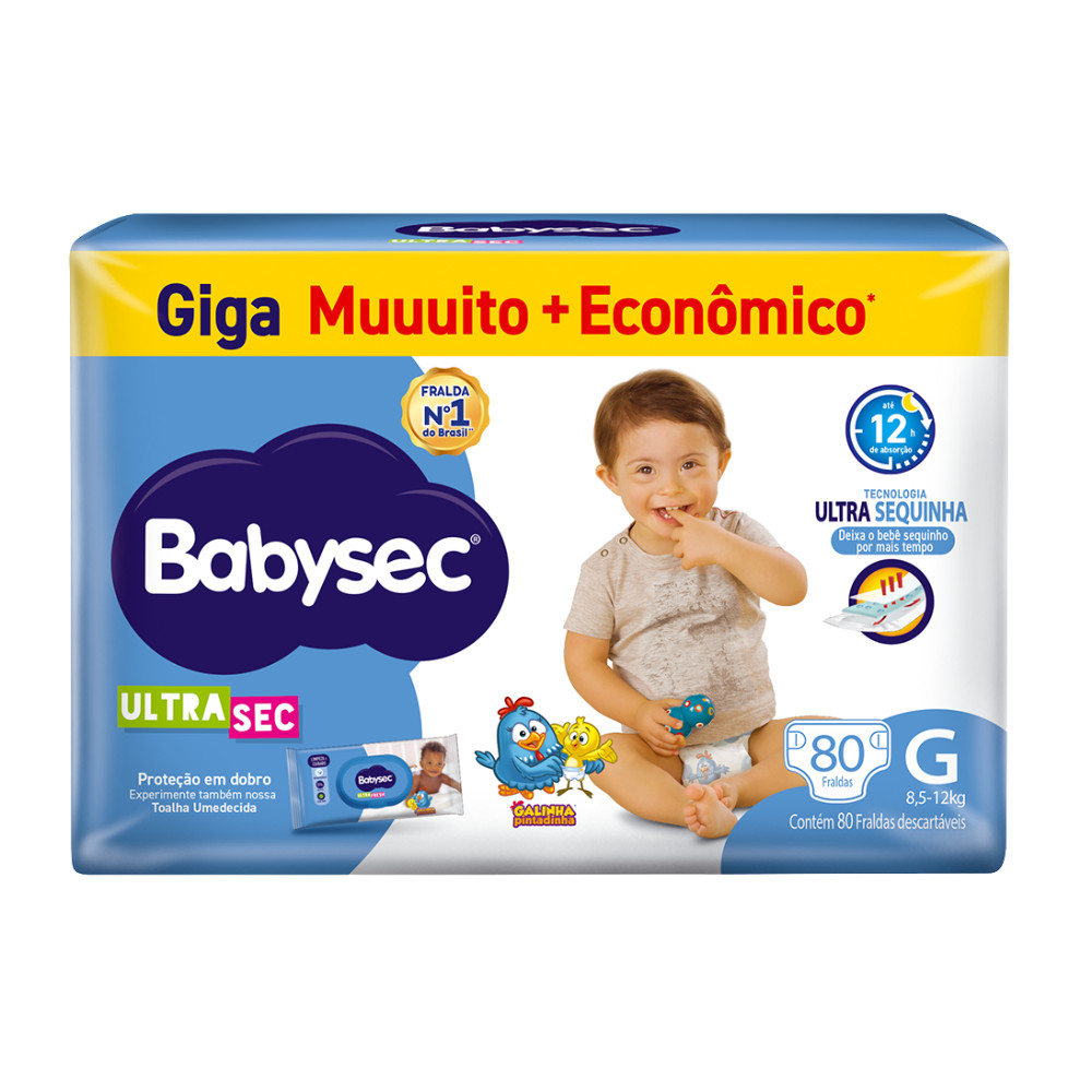 Fralda BabySec Ultrasec Galinha Pintadinha Giga G c/80un em Oferta na Shopee