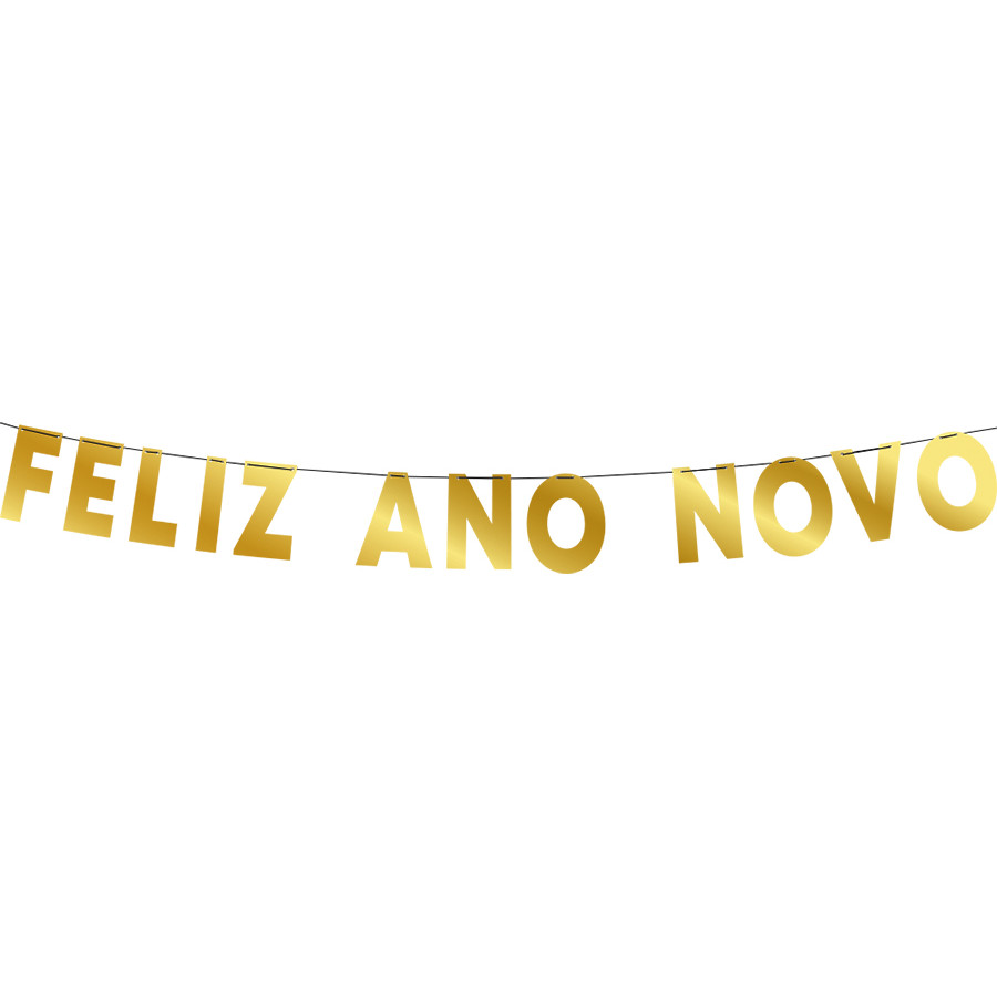 Faixa Feliz Ano Novo - Feliz Ano Novo Dourado - 1 unidade - Regina - Rizzo
