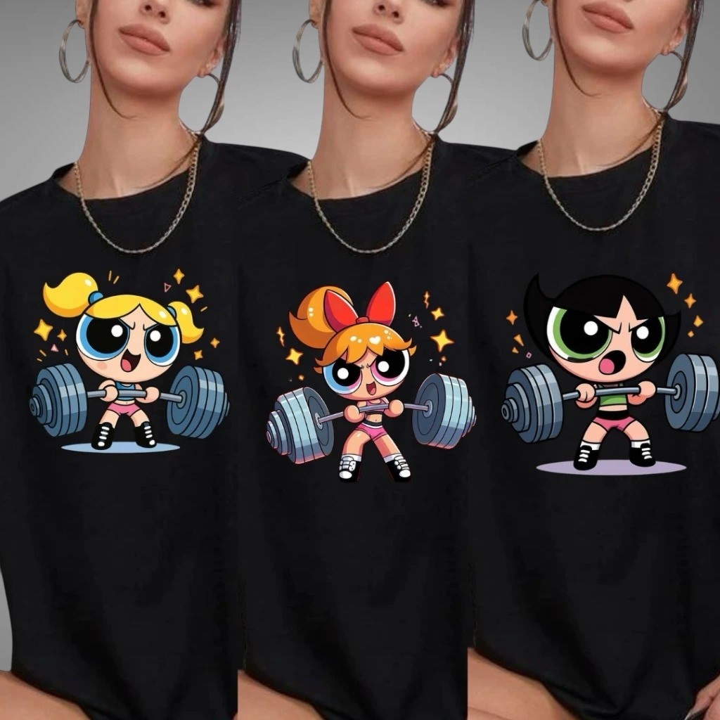 Camiseta Feminina Preta 100% Algodão Academia Docinho Florzinha Lindinha Look Treino Confortavél