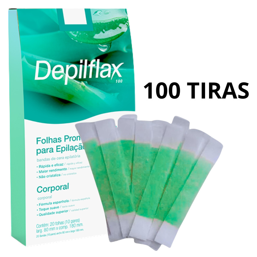 100 Tiras De Cera Pronta Sobrancelhas Buço Aloe Vera Depilflax em Oferta na Shopee