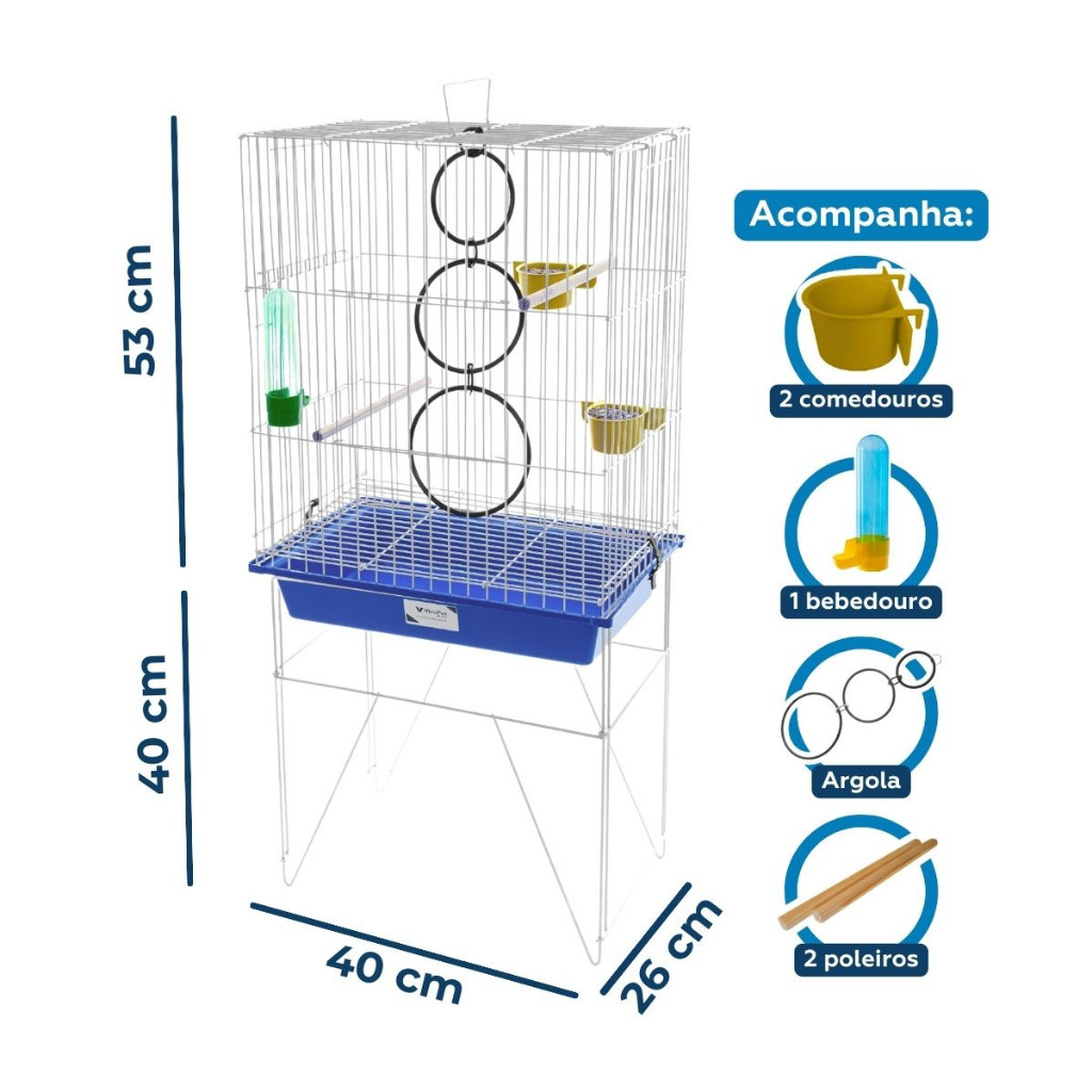 Gaiola Viveiro Para Calopsita Agapornis Completa Com Acessórios Argola Comedouro e Bebedouro