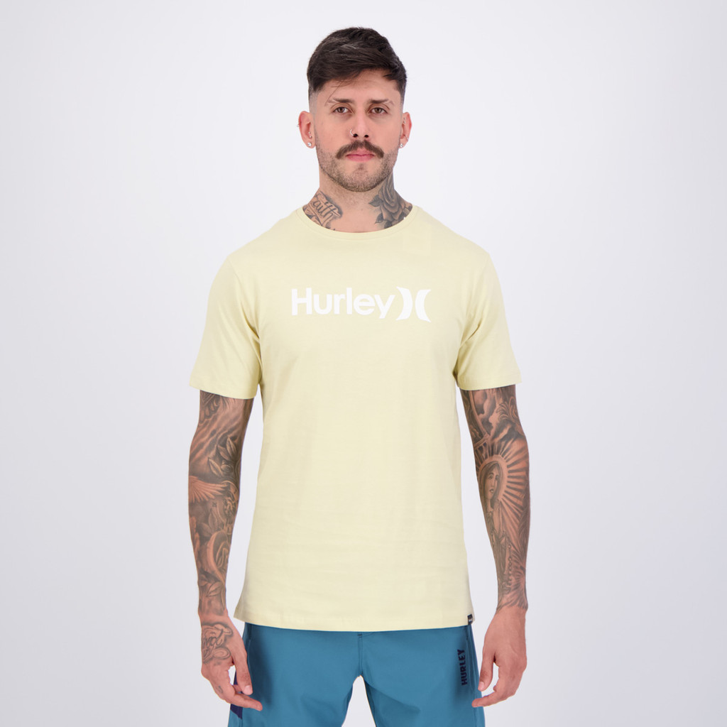 Camiseta Hurley Silk O&amp;O Solid Bege em Oferta na Shopee