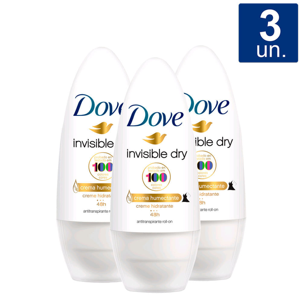 Kit 3 Desodorante Dove Invisible Care Roll-on Antitranspirante Violeta e Frésia Branca 50ml em Oferta na Shopee