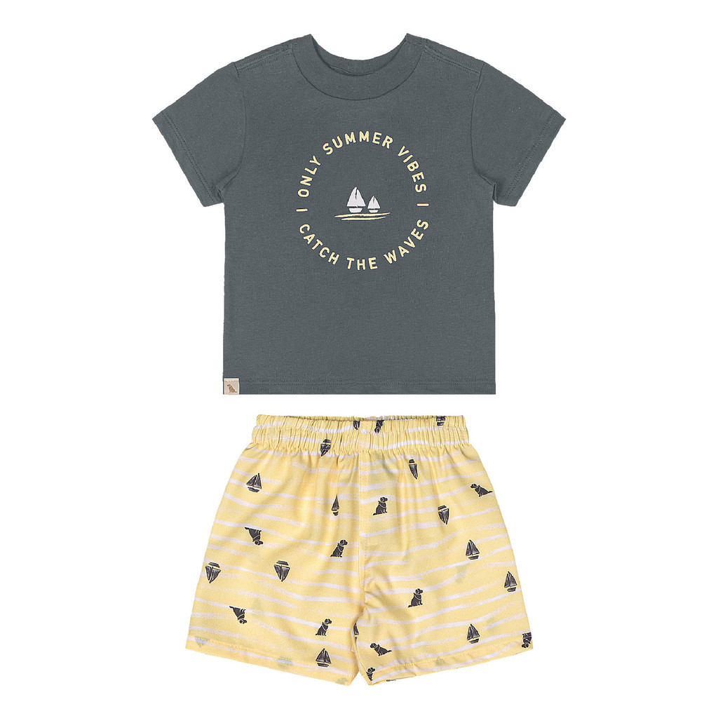 Conjunto Camiseta e Bermuda para Bebê Quimby em Oferta na Shopee