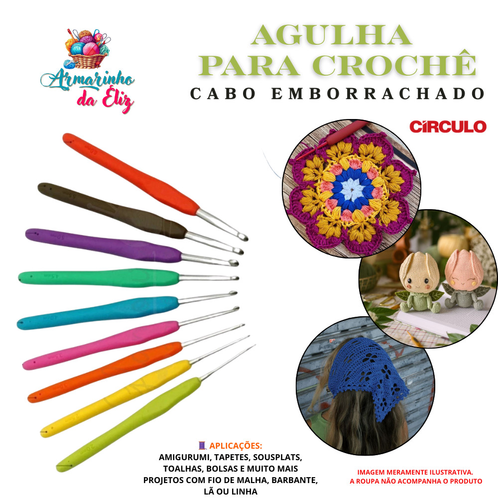 Agulha de Crochê Soft Cabo Emborrachado Circulo - (1 un) em Oferta na Shopee