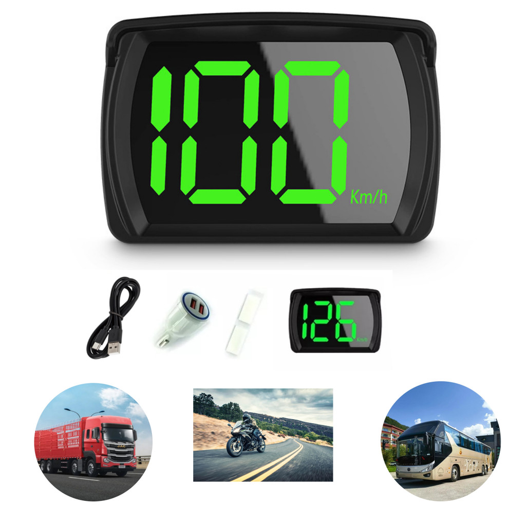 Interface USB GPS Head Display Velocímetro digital (kilômetro/hora), display digital de cabeça de satélite GPS, preto, 3