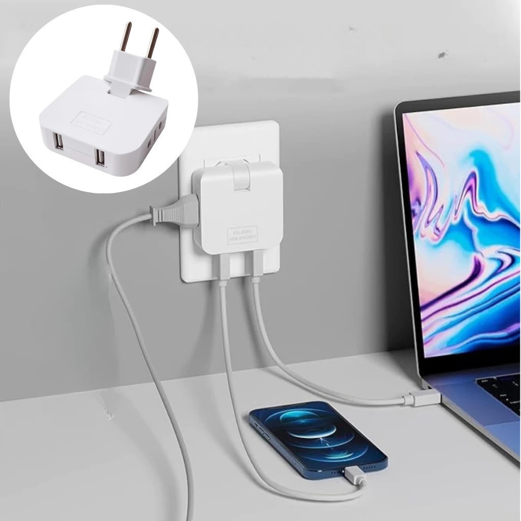 Tomada Adaptador 20A Portátil Benjamin com 2TOMADAS + 2 Portas USB-C