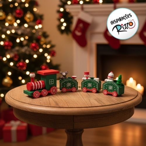 Enfeite Decorativo de Natal em Madeira - Trenzinho Vermelho - 19x4cm - 1 unidade - Rizzo