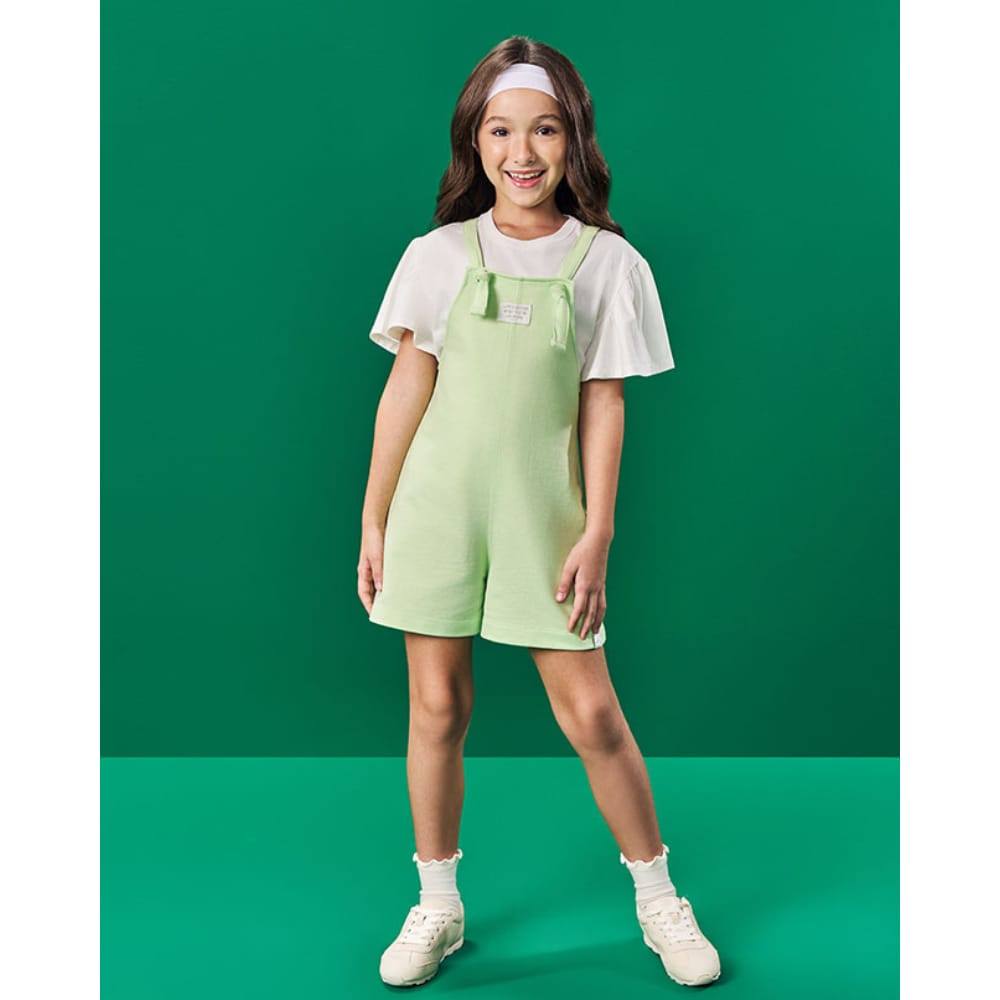 Conjunto Menina Blusa e Jardineira Verde Moletinho Beli.me