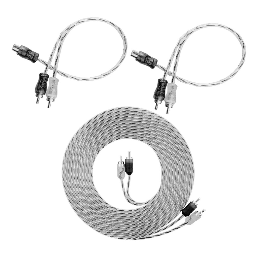 Kit Cabo RCA 5M+ 2Y Blindado Antiruído Injetado Som Automotivo Adaptador Áudio Vídeo Stereo 4mm