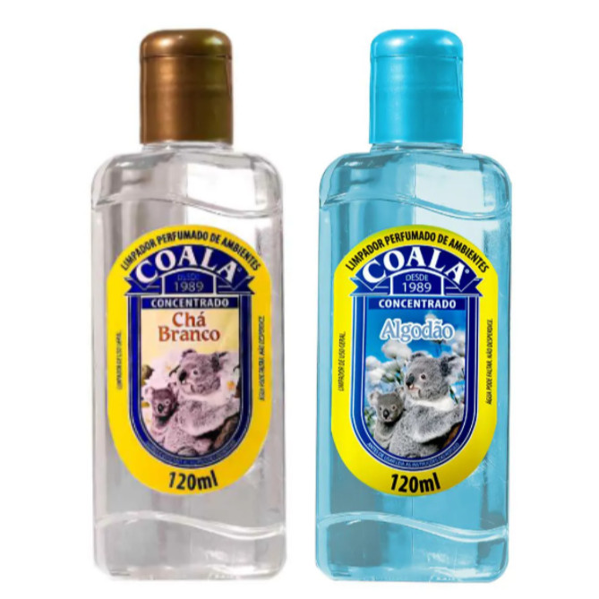 Kit  Limpador Concentrado Perfumado de Ambientes Coala Chá Branco + Algodão 120 ml