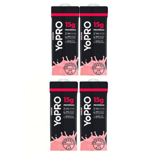 Kit 4 YoPRO Bebida Láctea UHT Morango 15g de proteínas 250ml em Oferta na Shopee