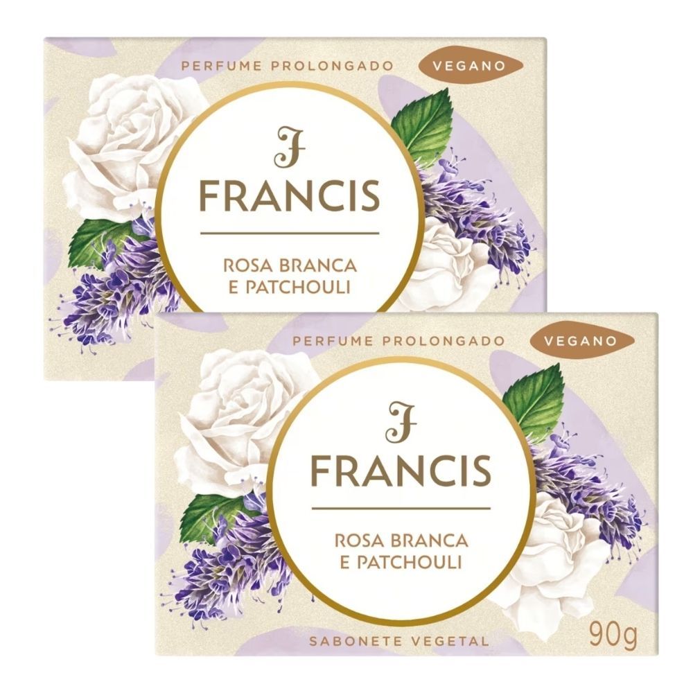 Kit 2 Sabonete Francis Rosa Branca e Patchouli com 90g em Oferta na Shopee