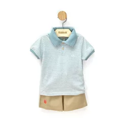 Conjunto Menino Polo Malha Listrada e Bermuda Sarja - FBR