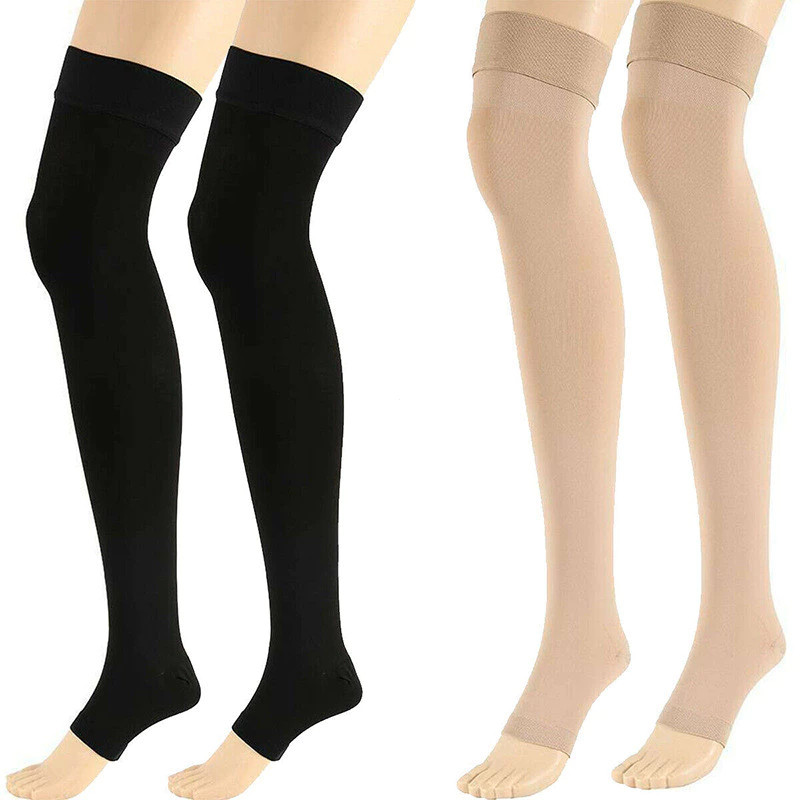 Meias de compressão masculinas e femininas, meias acima do joelho de Nylon de tamanho grande