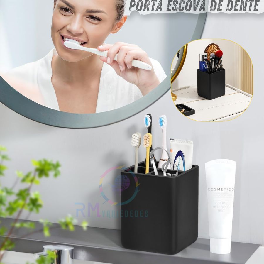 PORTA ESCOVA DE DENTES PRETO PARA BANHEIRO COM DIVISÓRIA em Oferta na Shopee