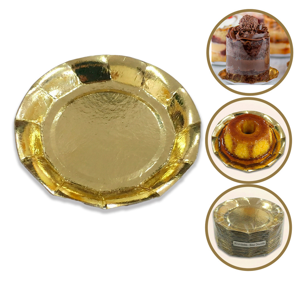 20/40/60/80/100 Base para Mini Pudim Pratinho Com Borda 10CM Ouro Dourada Para Quindim Mini Bolo