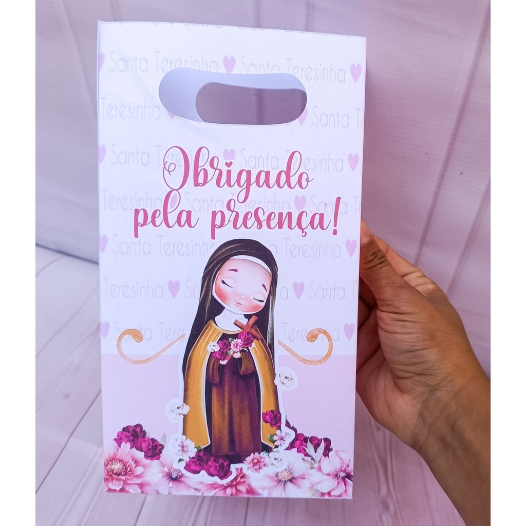 Sacolinhas SANTA TEREZINHA - Sacola para lembrancinha de aniversário infantil - Pegue e Monte