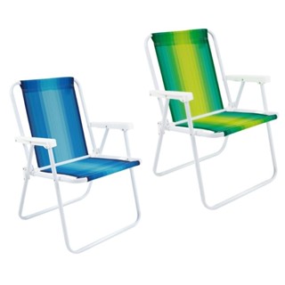 Kit 2 Cadeira de Praia Varanda Alta em Aço 110 kg Cores Variadas em Oferta na Shopee