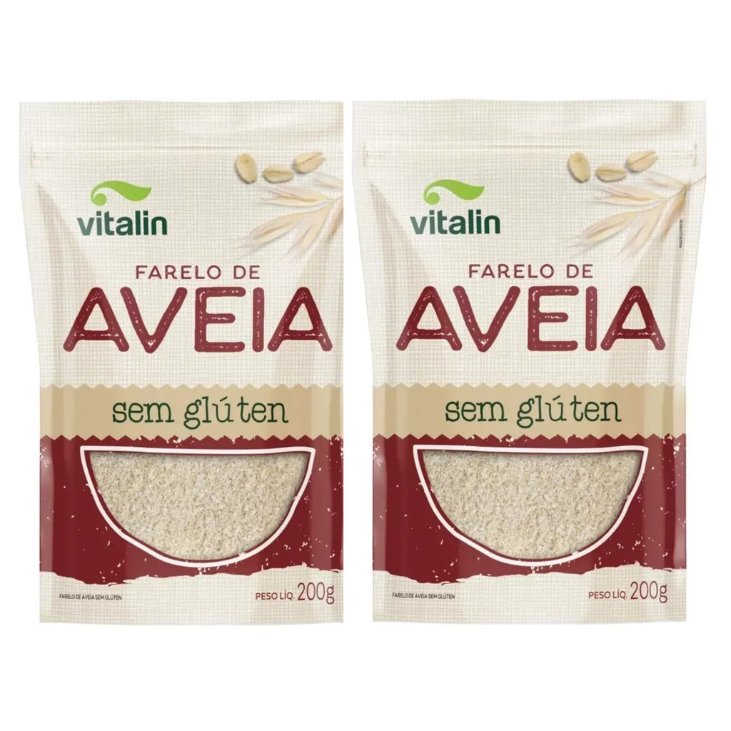 Kit 2x Farelo De Aveia Integral Sem Glúten Vitalin 200g