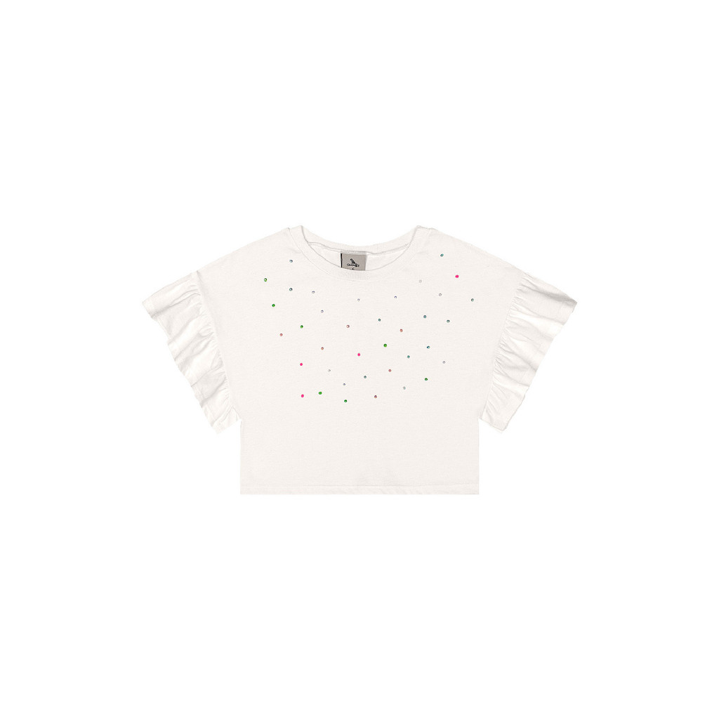 Blusa Infantil Manga Franzida Strass Quimby