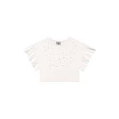 Blusa Infantil Manga Franzida Strass Quimby