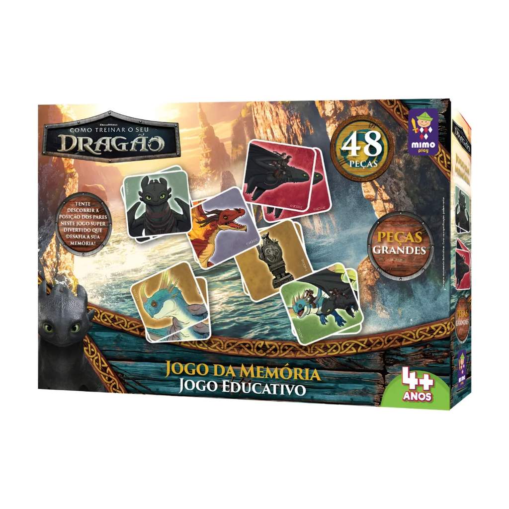 Jogo da Memória Como Treinar o seu Dragão 48 Peças Mimo Toys - 3012 em Oferta na Shopee