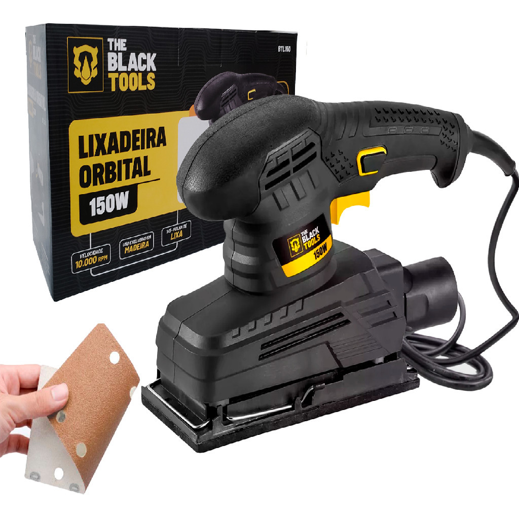 Lixadeira Orbital Lixa 10000rpm 150w Cor Preto Frequência 50/60 Hz The Black Tools em Oferta na Shopee