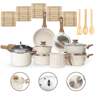 Jogo de Panelas 16 Peças Cerâmico Premium Indução com Panela de Pressão 4,2L em Oferta na Shopee