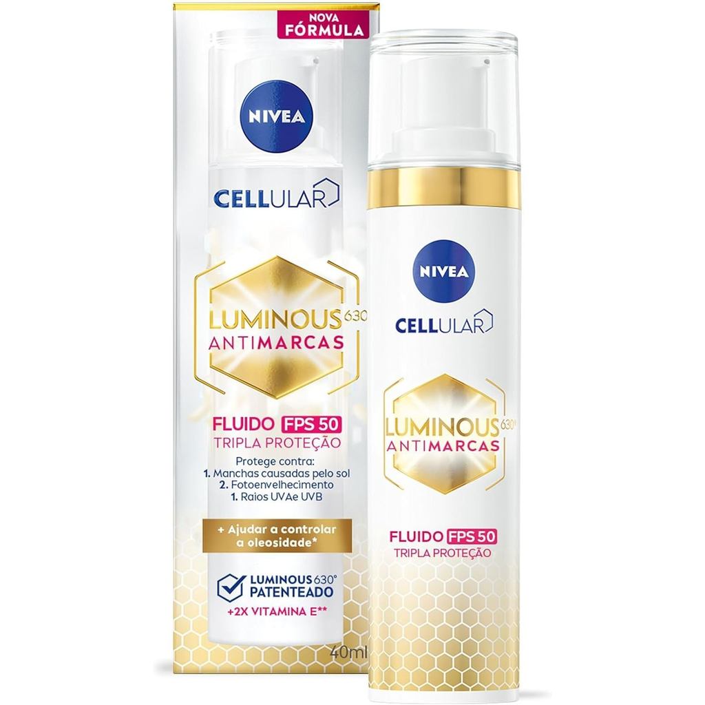 NIVEA Fluido Facial Protetor Cellular Luminous 630 FPS 50 40ml Tripla Proteção
