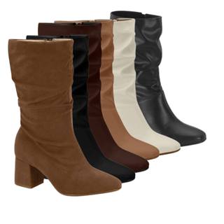 Bota Feminina Beira Rio Cano Medio Salto Grosso 9076102 em Oferta na Shopee