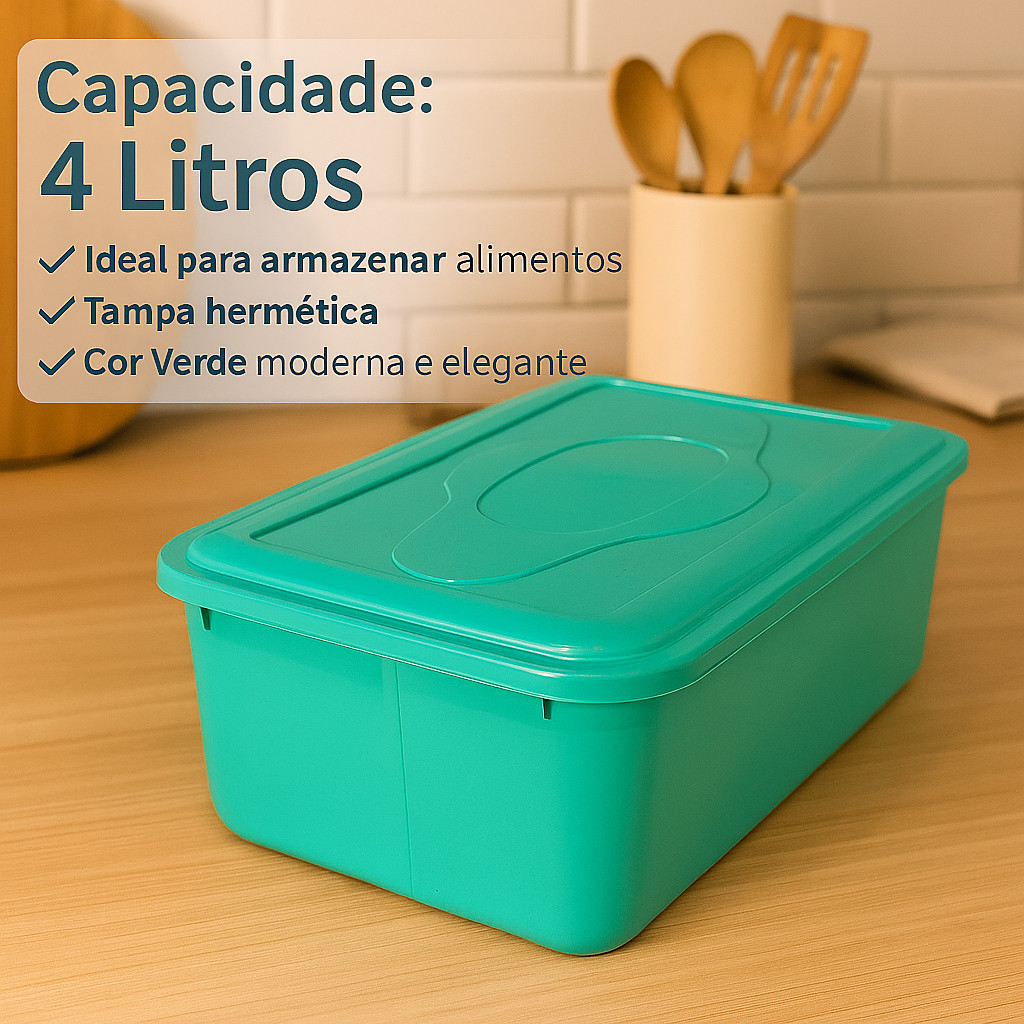 Kit 2 Potes 4 Litros com Tampa – Caixa Organizadora Plástica Quadrada em Oferta na Shopee