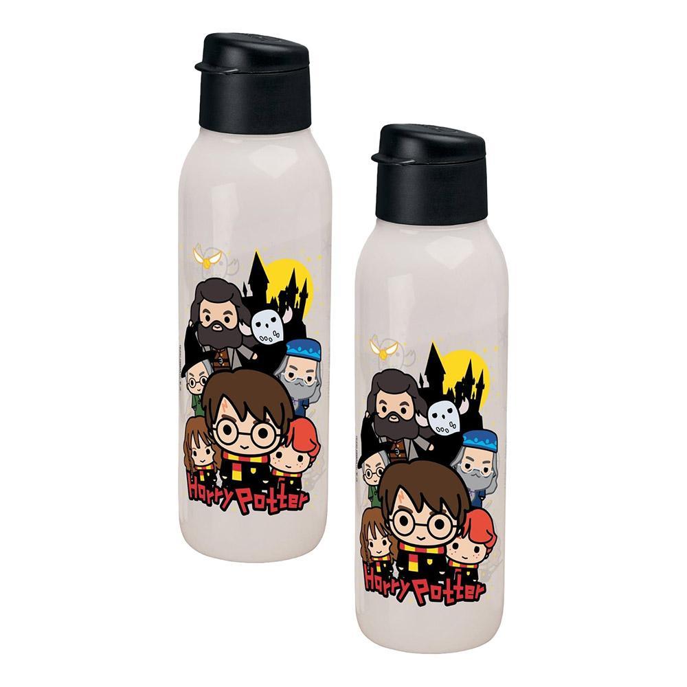 Kit 2 Garrafas de Água Tupperware Eco Tupper Redonda Plus Harry Potter Colorida 750ml