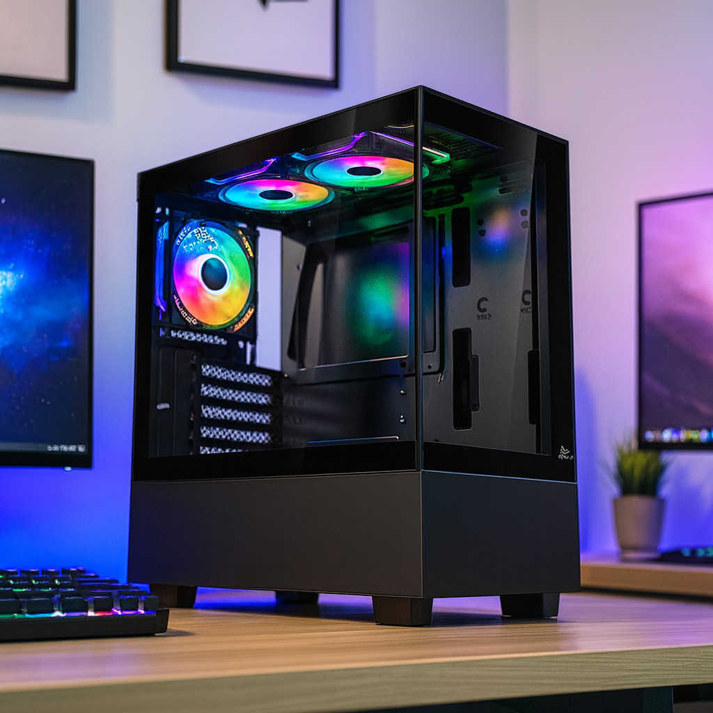 Gabinete Gamer Computador Vidro Temperado 3 Ventoinhas RGB PC Fluxo de Ar Alto Suporte SSD HDD PCI ATX M-ATX ITX D-ATX18