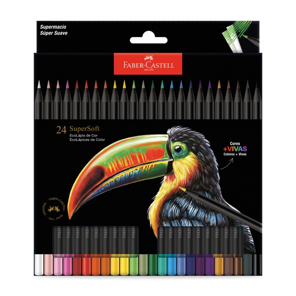 Lápis de Cor Faber-Castell  Ecolápis Supersoft 24 Cores em Oferta na Shopee