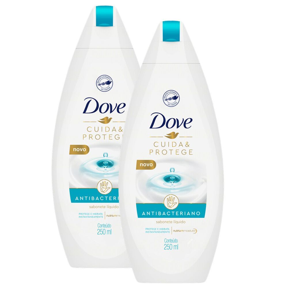 Kit 2 Sabonete Líquido Dove Antibacteriano Cuida e Protege 250ml em Oferta na Shopee