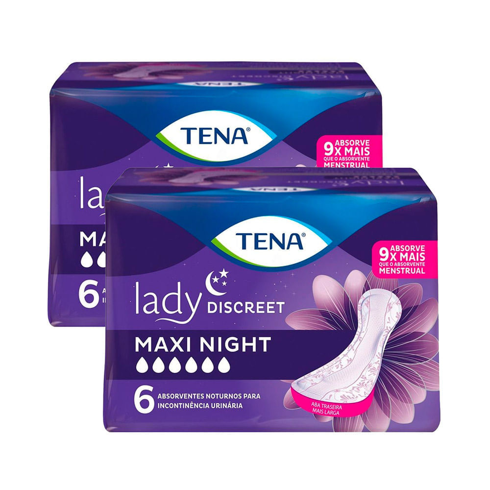 Kit 2 Absorvente para Incontinência Urinária Tena Lady Discreet Maxi Night 6 Unidades em Oferta na Shopee
