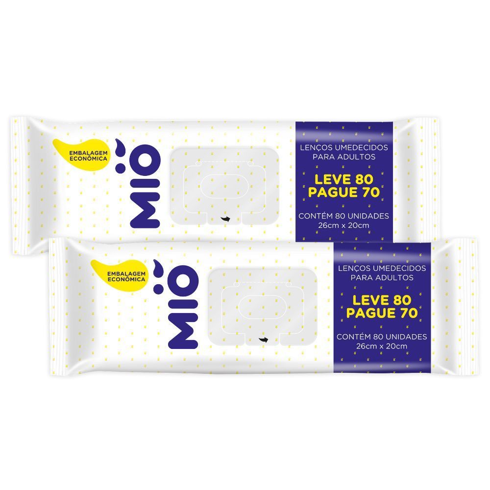Kit 2 Lenço Umedecido para Adultos Mió Leve 80 Pague 70 Unidades em Oferta na Shopee