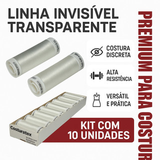 Kit até 10 Linha de Costura Invisível Transparente Costuratex Original