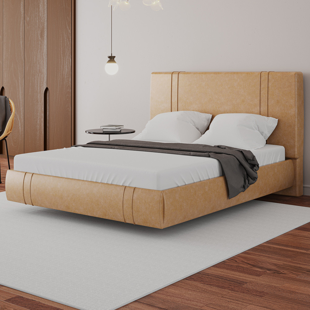 Cama Queen Flutuante Com Cabeceira 160cm Astra W01 Couríssimo Fendi - Lyam Decor