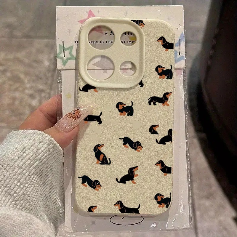 Minimalista Dachshund Branco Fosco Caso Para Redmi 15C 13X 14C 12 13C Nota 14 13 12 Pro Plus 11S 10 Capa