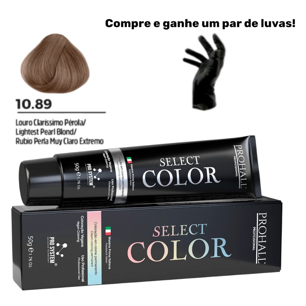 Coloração Permanente Select Color Nº10.89 Louro Médio Perola Prohall 50g
