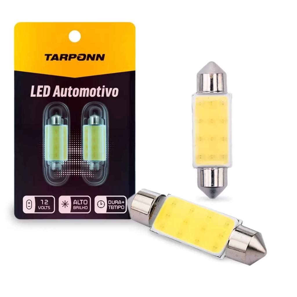Par de Lâmpadas LED Torpedo SJ-COB-12C-39MM 12v 6000k Tarponn - TP-5033