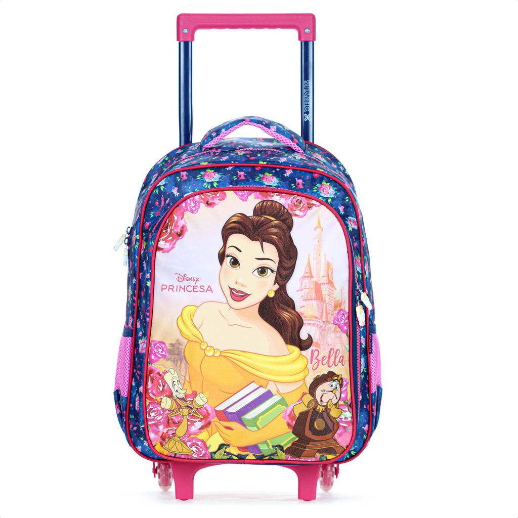 Mochila Com Rodas Escolar Xeryus 16 Princesa Bella 14710 Azul e Rosa - Infantil