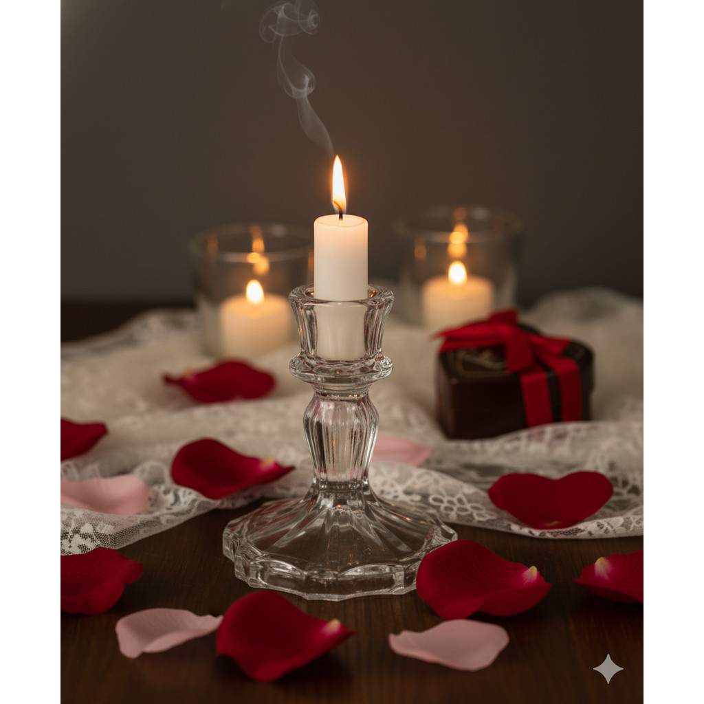 Kit 2 Porta Castiçal De Vidro Porta Velas Enfeite Decoração Castiçal de Vidro 7,5x11cm
