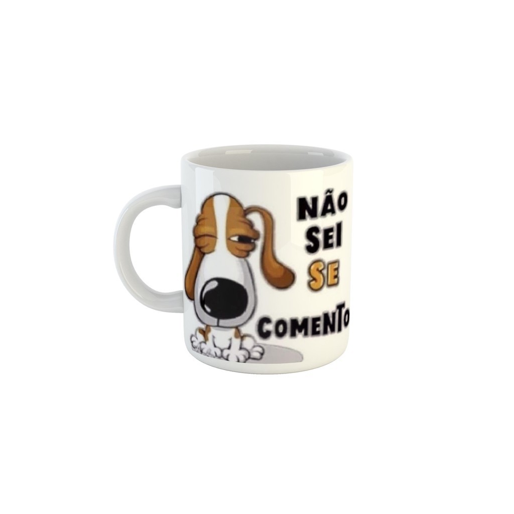 Caneca Cerâmica Meme Doguinho "Não sei se comento" Presente Meme na Caneca