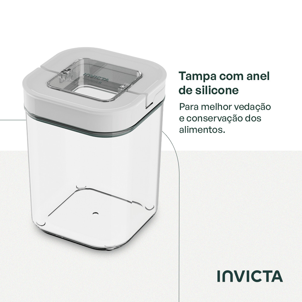 Detalhes do Kit com 4 Potes Herméticos Conserve It Branco Invicta