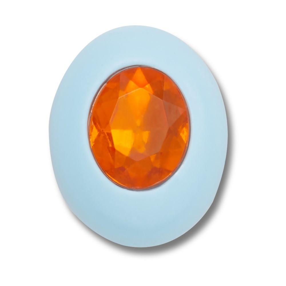 Jibbitz™ Oval Azul com Pedra Laranja Único