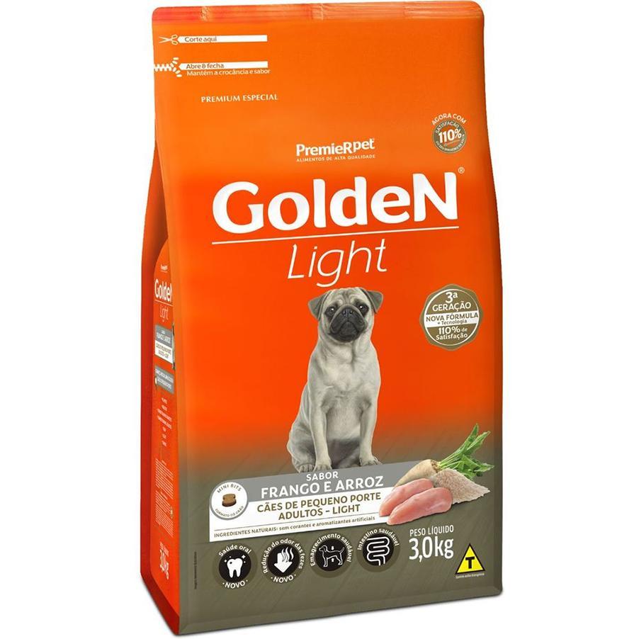 Ração PremieR GoldeN Light Mini Bits Cães Adultos Frango 3Kg